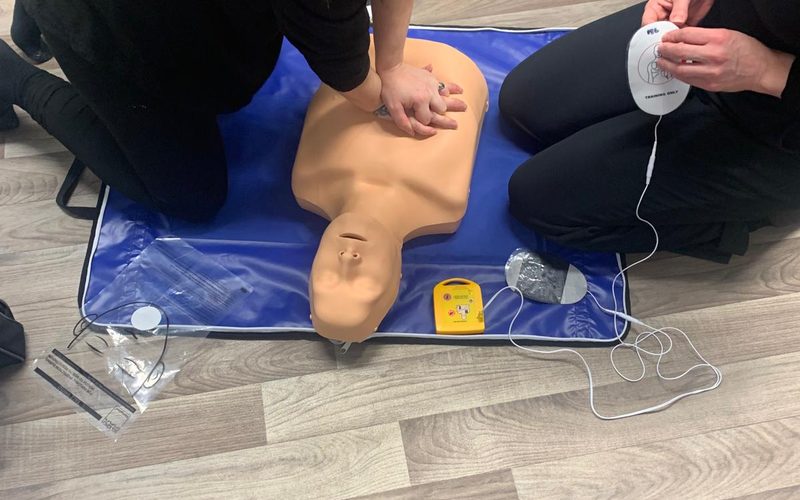 Basic life support training session for care and clinical staff