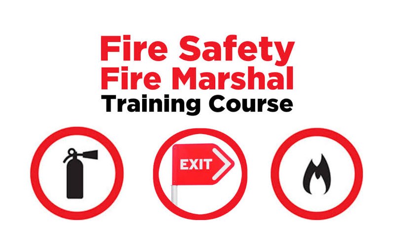Fire Marshal training — instructor explaining extinguisher technique at a workplace session